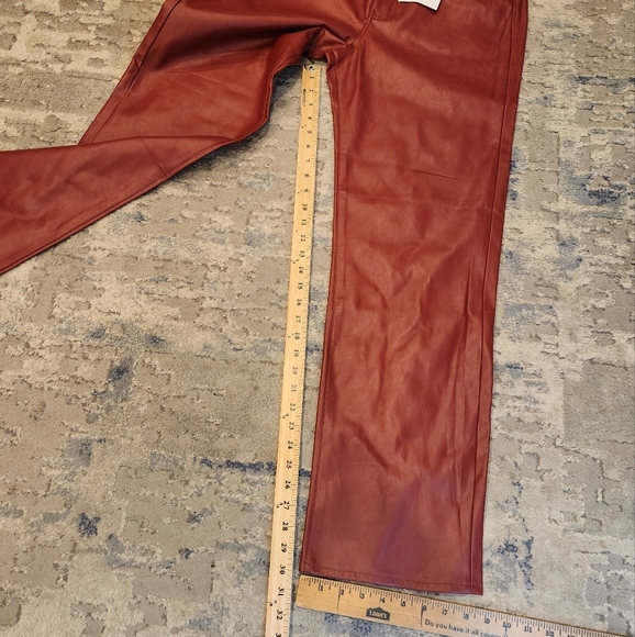 NWT Pistola Red Faux Leather Cassie High Rise Straight Pant Carmine Size 31 (12) - Picture 8 of 16